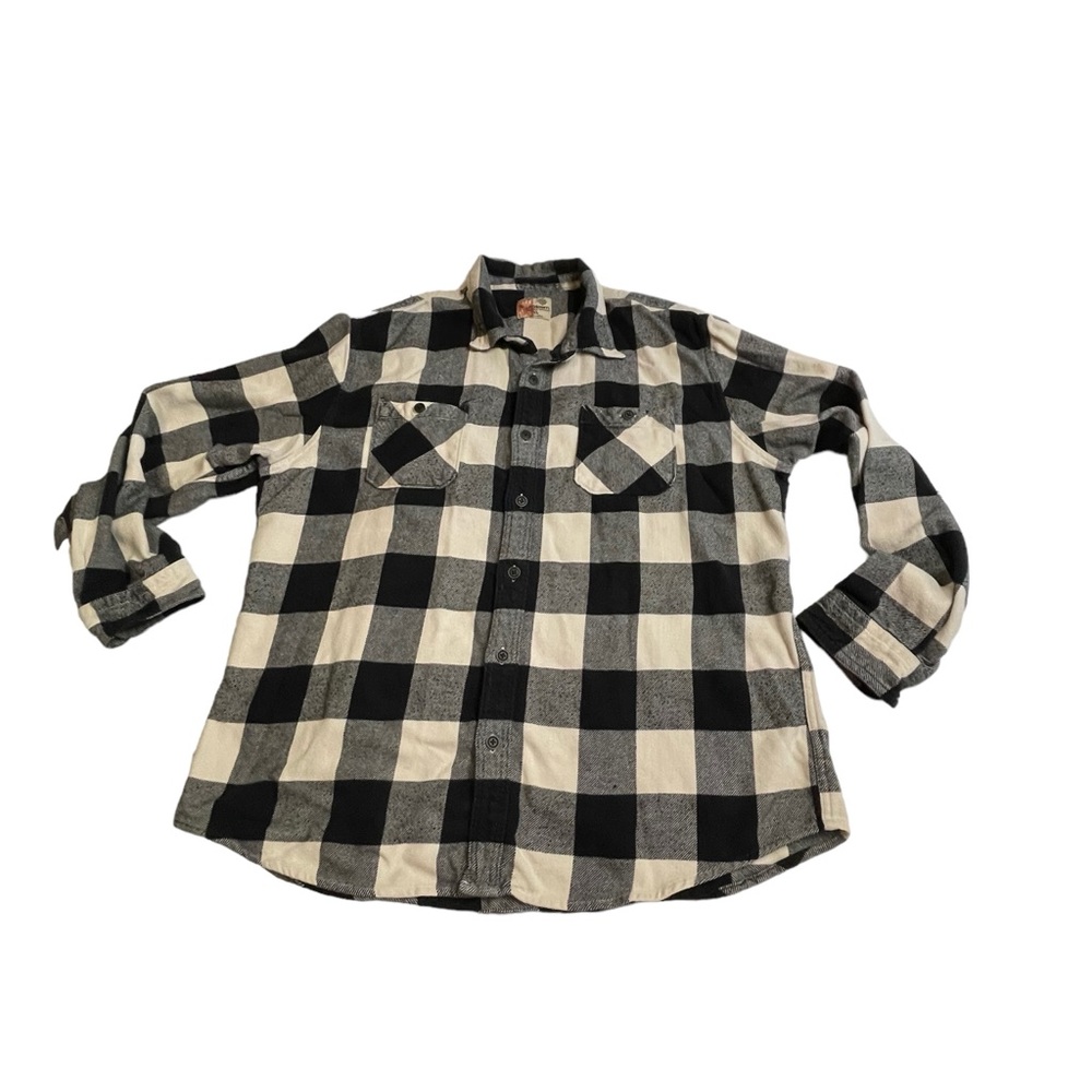 Ruff Hewn Large Black and White Buffalo Plaid Long Sleeve Button Down Shirt